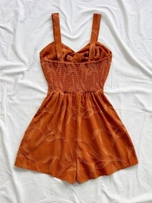 Soleia Women's Vacation Casual Cutout Twist Romper - Rust Brown - View 2