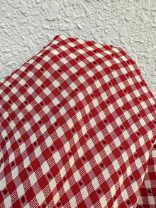 Sunnyshic Women's Elegant Casual Vacation Versatile Daily Wear Fashionable Plaid Fabric Waist Tie Cinched Waist Long Skirt, Spring/Summer - Multicolor - View 4