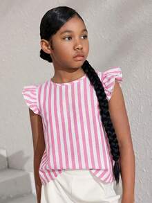 SHEIN 少女休闲条纹衬衫，春夏款 - 粉色 - 查看 5