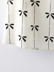 SHEIN LUNE CURVE 大码女式V领蝴蝶结印花上衣和阔腿裤休闲两件套 - 彩色 - 查看 4