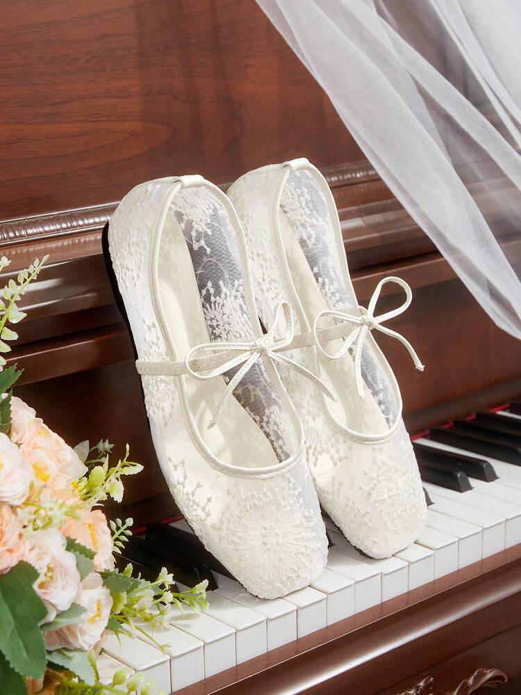 CUCCOO HITCHD Ladies Flat Shoes Brown Leopard Print Black Hollow Embroidered Sequins Mesh Square Ballet Flats, Mary Jane White Flats, Elegant Women's Flats Black Professional Work Shoes, Light Comfortable Versatile Casual Suitable For Daily Commuting/Christmas Thanksgiving/Prom Party/Outer Wear Women's Shoes Wedding Shoes Spring Shoes Bride Shoes