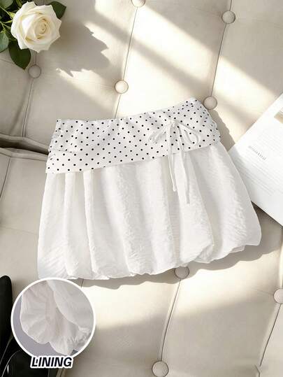 Franclia Women's Casual Polka Dot Waist A-Line Skirt, Fashionable & Versatile, Suitable For Spring/Summer