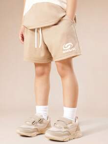 SUMWON Bộ đồ mùa hè cho bé trai gồm áo thun và quần short phối màu, cổ tròn, tay ngắn, in logo, kiểu dáng thường ngày. - Nhiều màu - Xem 5