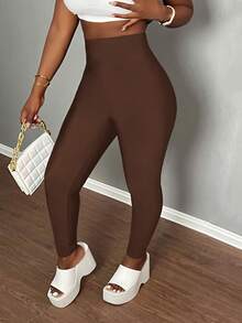 Slaydiva 简约基础款休闲户外露背半高领拉链针织罗纹女式连体裤 - A - 咖啡棕 - 查看 6