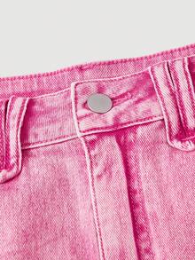 Sweetra 休闲水洗修身牛仔迷你裙，夏季 - 粉色 - 查看 3