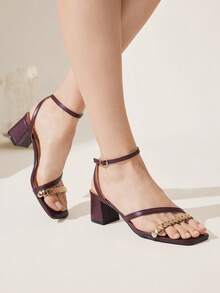 CUCCOO CHICEST Giày sandal cao gót dành cho nữ đi làm - Màu Đỏ Sâu - Xem 6