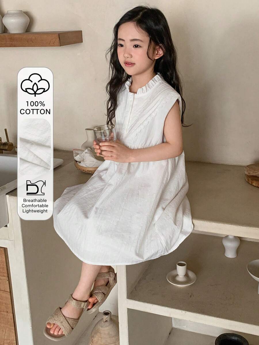 DAZY Vestido sin mangas para niñas, ropa de otoño para niñas jóvenes - Blanco - Ver 1
