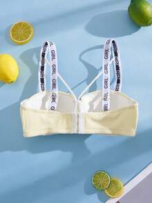 Nora Wilde 1 Peça Regata Cropped, Design Minimalista de Cruzado nas Costas, Bralette Confortável e Casual Adequado para Uso Diário - Amarelo - Visão 2