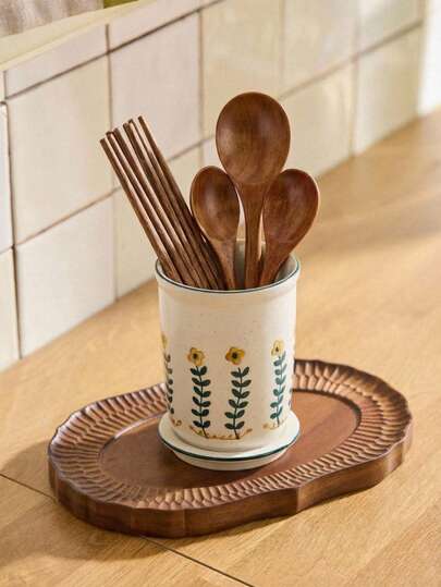 Cirelle Ceramic Flower Storage Jar – Cottagecore Kitchen Canister, Decorative Container For Kitchen, Dining Table, Gift Idea