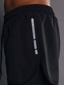 SUMWON 多层运动短裤，内置压缩内衬，侧面带有反光细节 - 黑色 - 查看 6