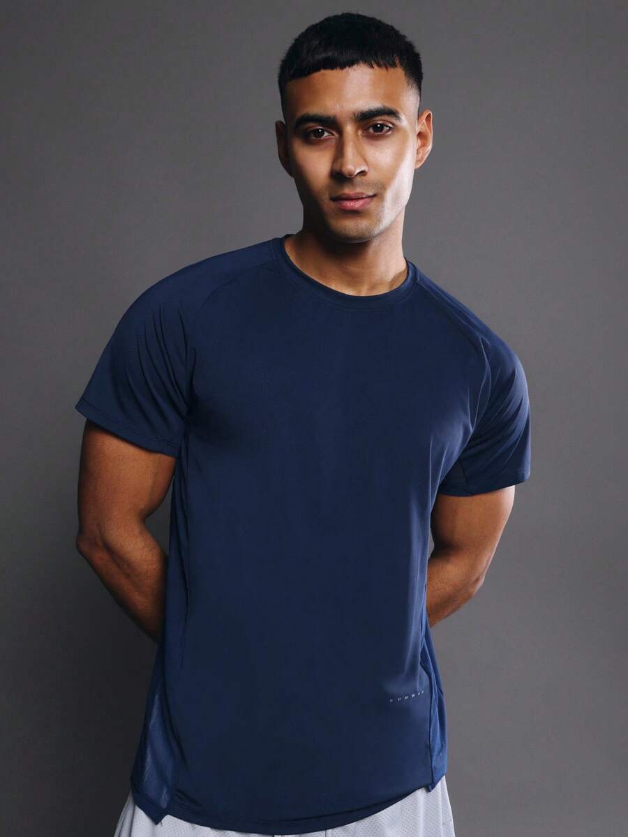 SUMWON Muscle Fit Short Sleeve Crew Neck T-Shirt Solid Basic Tee Athletic Cut Fitted Top Casual Summer Everyday Wear - Royal Blue - View 1