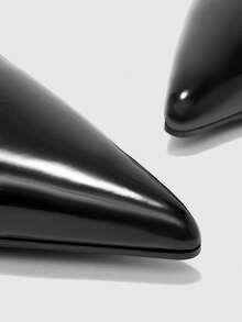 CUCCOO BIZCHIC 女士新款黑色漆皮尖头交叉绑带时尚高跟鞋，情人节约会百搭之选 - 黑色 - 查看 8