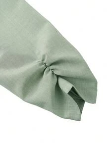 Elenzga Fashionable Casual French Retro Elegant Minimalist 3/4 Sleeve Office Wear Thin Blazer - Green - View 5