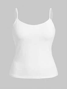 SHEIN Essnce 大码女装时尚返校季服装秋季服装黑色上衣秋季上衣休闲通勤秋季纯色黑色内衬和外层吊带背心四件套吊带背心 - 彩色 - 查看 7