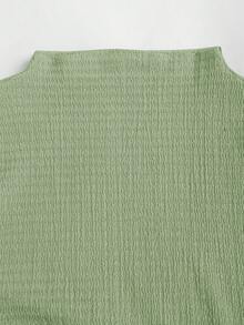 Sweetra Waist-Cinching Minimalist Flare Sleeve Bodycon Cinched Waist Dress - Mint Green - View 3