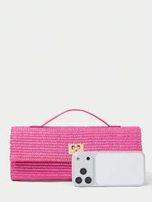 SHECARRY Ladies, Women Top Handle Bags, Straw Bag, Straw Woven Bag, Tassels, Fashionable, Elegant, Simple, Personality, Versatile,  For Beach, Vacation, Holiday, Summer, Seaside, Beach Party - Woven rose red - View 5