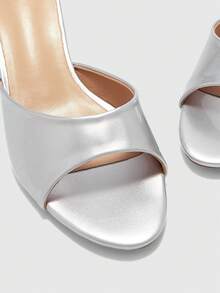 CUCCOO BIZCHIC 女士时尚性感气质简约银色圆头高跟凉鞋通勤约会派对假日派对婚礼度假 - 銀色 - 查看 8
