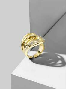 MOTF PREMIUM 18K镀金水晶可调节戒指 - 拼色 - 查看 4