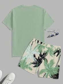 VIVINTIMO Men's Hawaiian Vacation Style Coconut Tree Print T-Shirt Set Men Beach Outfit Set Men 2 Piece Set Tropical Men Hawaii Outfit Men S Vacation Outfit - Multicolor - View 4