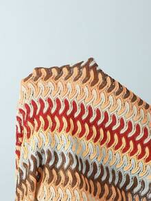 SHEIN Swim Chicsea 26SS 春夏度假沙滩波西米亚风酒红色编织比基尼泳衣套装（含泳裤） - 彩色 - 查看 6