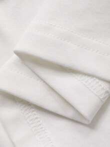 DAZY Women's Round Neck Cartoon Rhinestone Embellished Loose Casual Short Sleeve T-Shirt - White - View 3