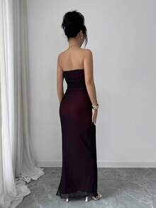 Rafferiza 性感无肩带紧身连衣裙，度假显瘦无肩带连衣裙，时尚显瘦连衣裙 - 紅色 - 查看 2