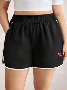 Zelara Shorts Casuais Plus Size Femininos com Recorte Contrastante e Bolsos, Shorts Y2K Femininos, Shorts de Tênis Femininos, Shorts de Trilha Femininos, Saia de Tênis, Traje de Festival de Música, Traje de Festival de Música Country, Traje de Férias Casuais, Bolsos Funcionais, Shorts Pretos, Traje de Festival de Música, Traje de Festival de Música Country, Traje de Férias Casuais, Praia de Verão para Mulheres, Férias de Verão, Shorts Y2K Femininos, Shorts de Unicórnio - Preto e Branco - Visão 3