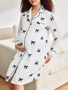 Comfortable, Casual, Homewear, Soft, Heart Design Maternity Pajama Set - Multicolor - View 7