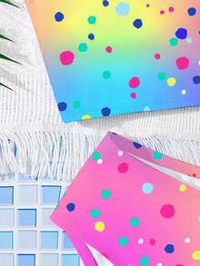 SHEIN 渐变印花，海滩度假风，少女休闲简约修身吊带背心和三角比基尼泳衣套装，适合夏季休闲度假，#椰子女孩 - 彩色 - 查看 6