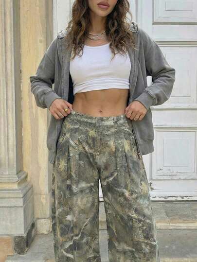 Muchica Women's Printed Casual Loose-Fit Pants,Streetwear Jeans,American Cool Style,Casual Street Pants,Festival Pants,Daily Casual Pants,Y2K Millennium Print Pants