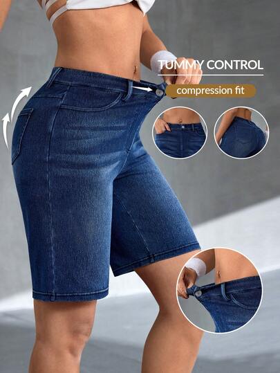 Flexra Vintage High Waist Slim Fit Elastic Denim Shorts For Women, Bodycon Sexy Hotpants, Summer