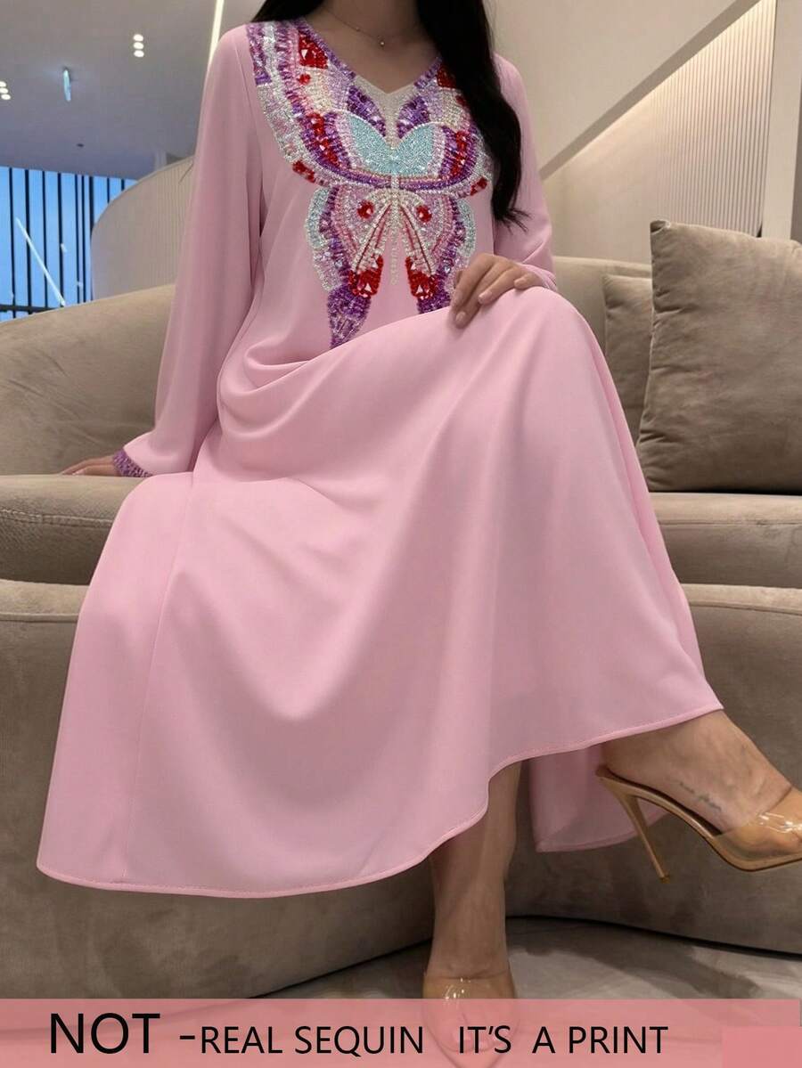 Al Najma Vestido estilo árabe modesto y casual - Multicolor - Ver 1