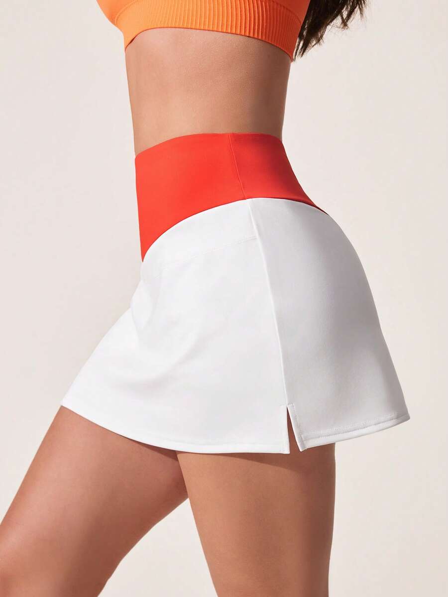 Core Rhythm Váy thể thao mùa hè ôm sát, cạp cao, xẻ tà, phối màu tương phản - Nhiều màu - Xem 1