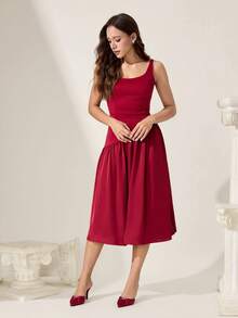 CUCCOO CHICEST Giày cao gót nữ mũi nhọn đính đá hình trái tim, kiểu dáng slip-on, thời trang hàng ngày. - Màu Đỏ Sâu - Xem 3