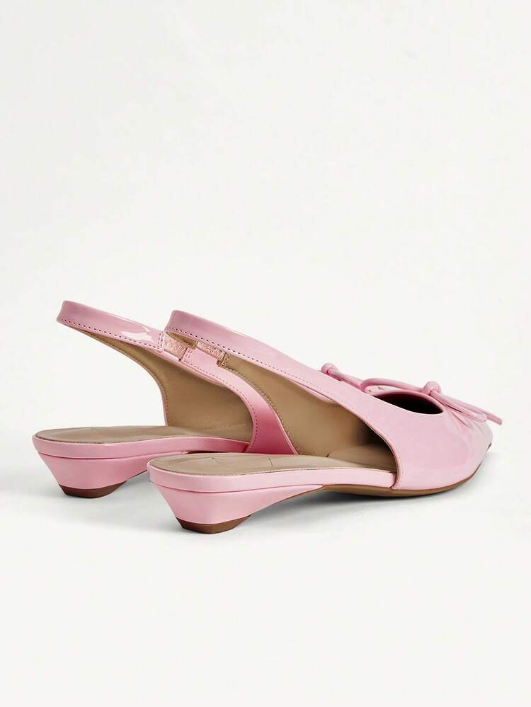 CUCCOO CHICEST Women Shoes Spring And Summer New Sweet Bow Decoration Pointed Flat Bottom Simple Fashion Patent Leather Pink Women's Heels Commuting Shopping Daily Dating Versatile Shoes