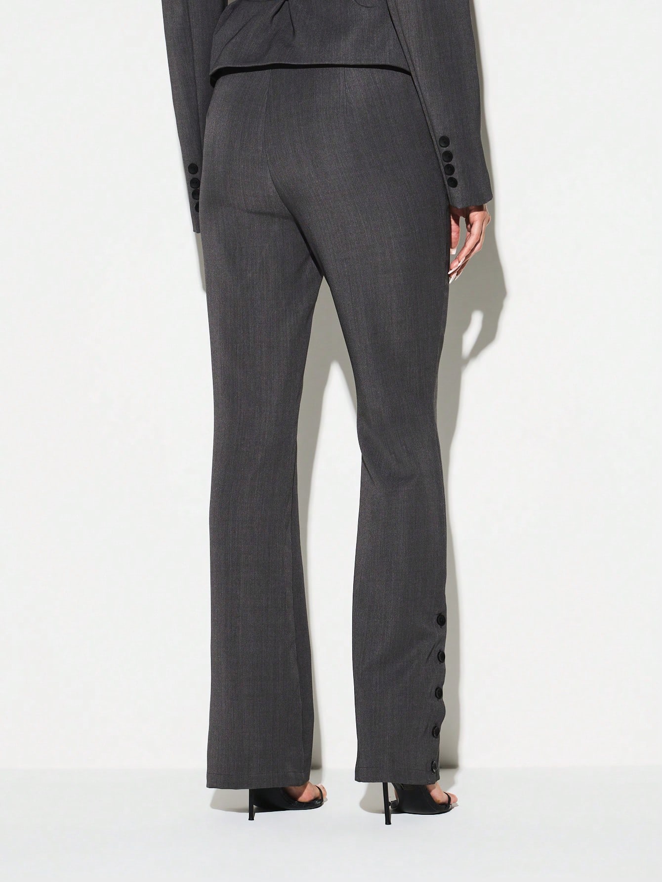 KIZN Button Detail Flare Leg Dress Pants