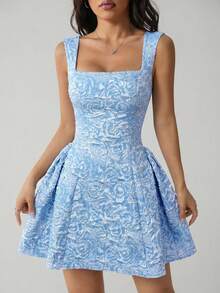 SHEIN PETITE Đầm midi nữ không tay màu trắng trơn, kiểu dáng đơn giản và thoải mái cho mùa hè. - Màu xanh lam - Xem 7