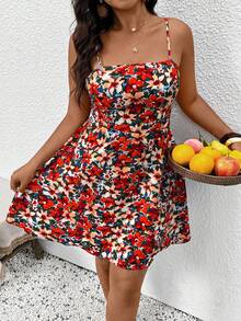 SHEIN Frenchy Đầm trễ vai, họa tiết hoa dành cho nữ cỡ lớn, thích hợp cho kỳ nghỉ. - Nhiều màu - Xem 4