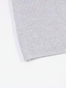 SHEIN 优雅低领极简纯色百搭短袖上衣 - 淺灰色 - 查看 8