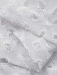 FRIFUL 女款白色透視蕾絲刺繡紋理寬鬆休閒百搭長袖襯衫 - 白色 - 查看 7