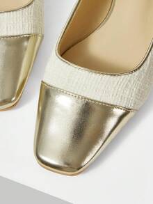 MOTF 女士时尚方头平底乐福鞋 - 金色 - 查看 5