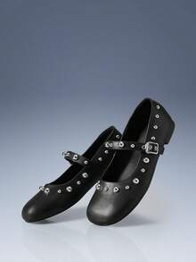CUCCOO GRLICON Women's Buckle Design Casual Versatile Flat Shoes Valentine's Day - Black - View 3