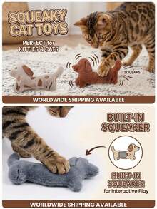 PETSIN Juguete de peluche con forma de perro salchicha, que contiene papel con sonido para juego interactivo con gatos - Multicolor - Ver 2