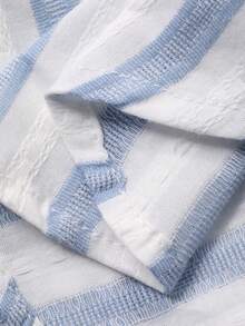 DAZY 男童翻领条纹休闲短袖上衣 - 淺藍色 - 查看 8