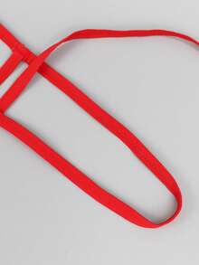 DrisQ Fashionable Neck-Hanging Bright Red Hollow Mesh Sexy Men's Underwear, 1pc - Red - View 7