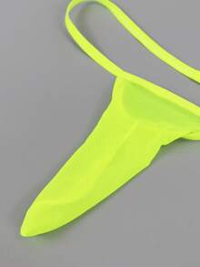 1pc Charming Yellow Hollow Mesh Sexy Briefs For Men - Yellow - View 4