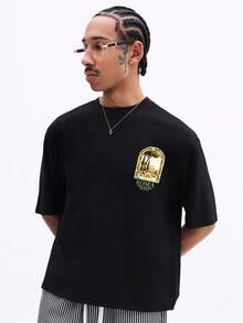 Áo thun ngắn tay cổ tròn SUMWON Vintage Roma Ancient City Graphic Tee in hình kiến trúc Ý, phong cách thường ngày mùa hè, dạo phố, đi nghỉ mát. - màu đen - Xem 5