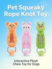 PETSIN Cute Animal Shaped Tennis Ring Plush Dog Toy, Containing BB Barking Sound, Interactive Play For Dogs - Multicolor - View 8