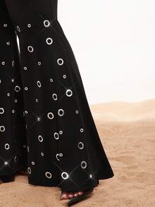 SHEIN SXY 大码女式喇叭裤 - 黑色 - 查看 11