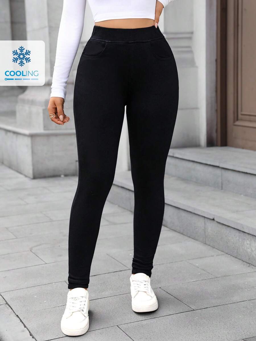 Flexra Women's High Waist Skinny Casual Versatile Jeans Tummy Control Leggings For Women Compression Fit Leggings Black Leggings High Waisted Leggings - Black - View 1